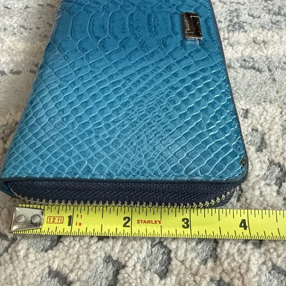 LODIS IRIS PYTHON EMBOSSED ZIP AROUND WALLET BLUE